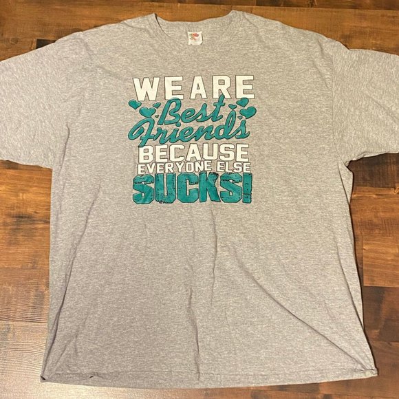 We Are Best Friends Because Everyone Else Sucks! Humor Gray Size 2XL T-Shirt - Picture 2 of 5